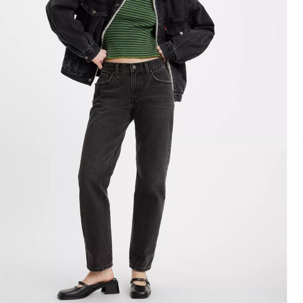 Levi Black Midi Straight Jeans